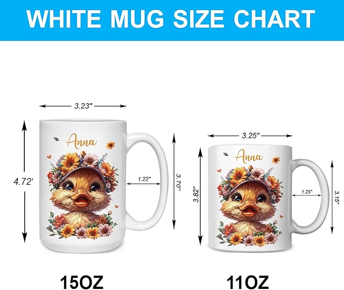 Hyturtle Personalized Cute Duck Coffee Mug - Gift For Duck Lover - Just A Girl Who Loves Ducks - Duck Gift For Women - Gift For Animal Lover - Birthday - Custom Coffee Cup Ceramic Mug 11oz - 15oz