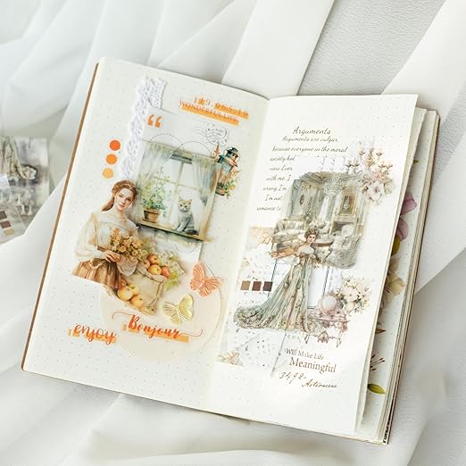 Victorian PET Tape Set, 6 Rolls Pre-Cut Ephemera for Junk Journaling, Scrapbooking, Crafting, DIY Projects, Diaries, and Art Supplies