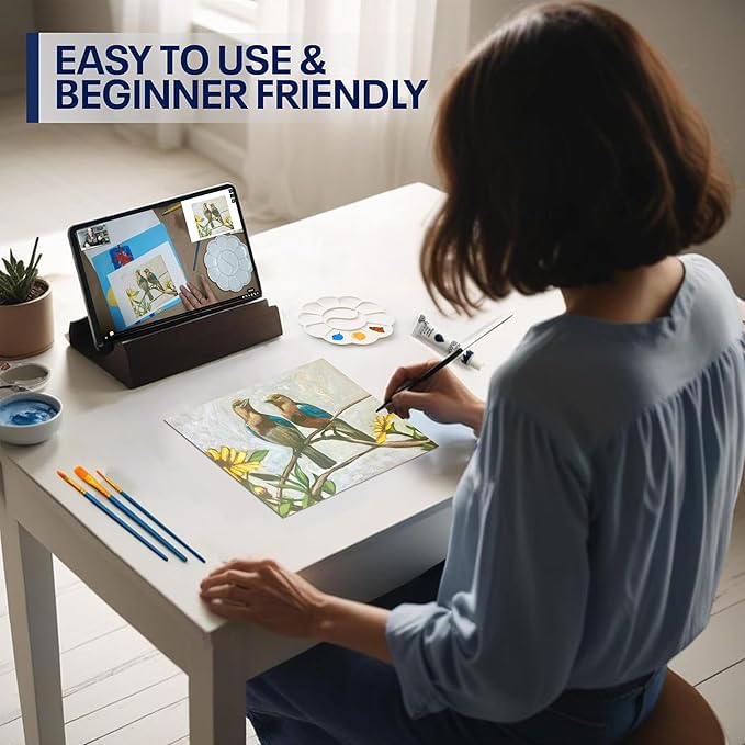Painting4Real DIY Painting Class Kit for Adults with Video Tutorials: Learn to Paint Summer Birds – How to Paint with Acrylics – Painting & Art Supplies – 9 Piece Acrylic Paint Set