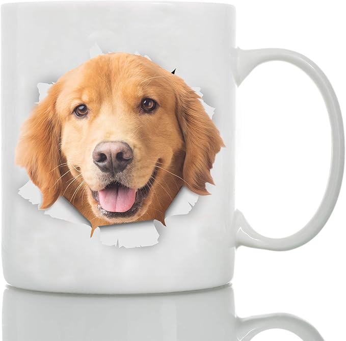 Golden Retriever Coffee Mug - Ceramic Funny Coffee Mug - Perfect Dog Lover Gift - Cute Novelty Coffee Mug Present - Great Birthday or Christmas Surprise for Friend or Coworker, Men and Women (15oz)