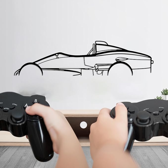 Formula Car metal Wall Art, Sports Car metal Silhouette, Formula Car Lovers Metal Wall Decor, Racing Gifts For Men, Minimalist Sculpture for Garage, Man Cave, Gift for Father's, (Black-25"x 6.9" inch)