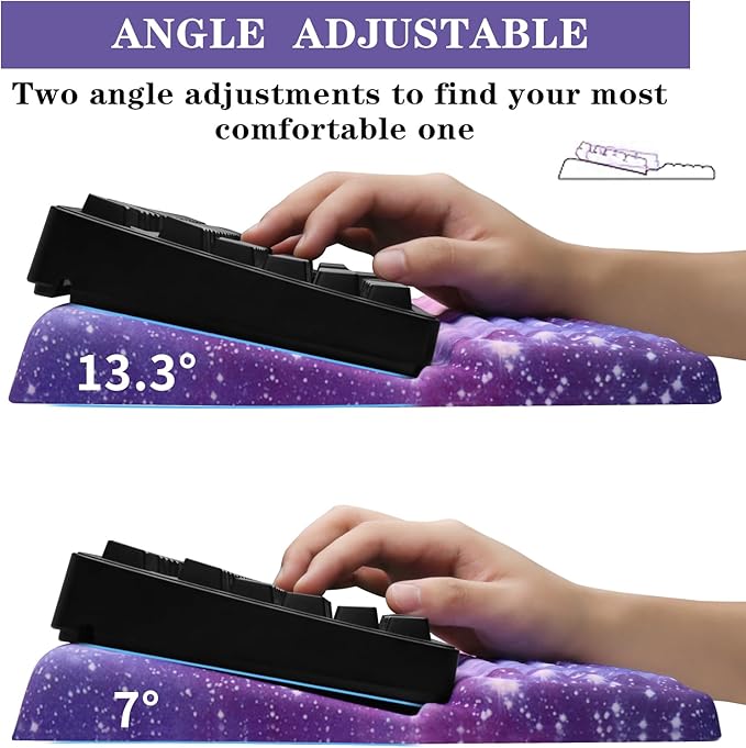 Computer Keyboard Stand Pad with Wrist Rest, Ergonomic Comfy Tilted Keyboard Holder, Keyboard Tray Support for Office Home (Galaxy Purple)