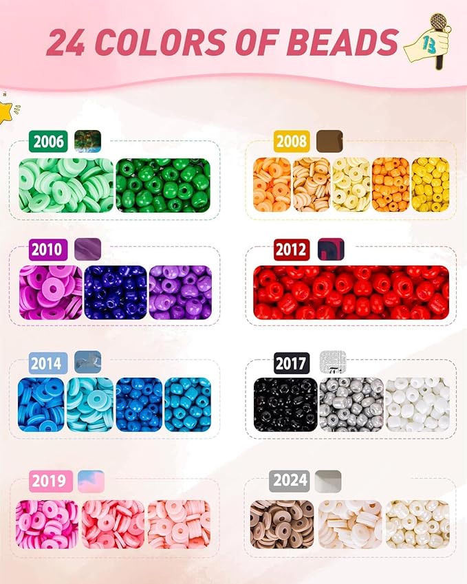 Goldwise Friendship Bracelet Making Kit, 24 Colors 6mm Clay Beads & 4mm Glass Seed Beads with 920 Letter Beads for Bracelet Making, Varieties of Charms, Jewellery Bracelet Making Kits