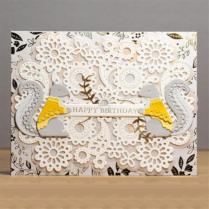 DzIxY Shadow Patchwork Squirrel Leaves Metal Cutting Dies for Card Making Kit Embossing Paper Die Cuts Set Scrapbook Stencils Supplies Machine Templates