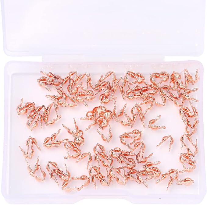 Rose Gold Plated End Caps Non Tarnish 3x6mm 200pcs for Jewelry Making Findings