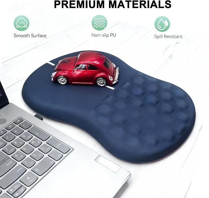 Road Mouse Pad for Car Mouse with Wrist Rest, Ergonomic Mousepad for Wrist Pain Relief with Wrist Support, 12L x 8W inches