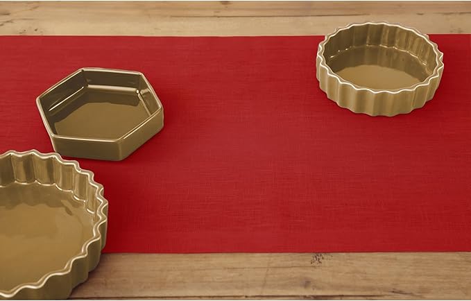 Solino Home Linen Red Table Runner 72 Inches Long - 100% Pure Linen 14 x 72 Inch Table Runner for Valentines, Winter - Fete