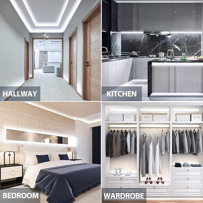 COB LED Strip Lights White 6.56ft, 5V Dimmable LED Light Strip, Flexible USB LED Lights for TV, TV Backlighting, Bedroom, Kitchen, Home DIY Lighting
