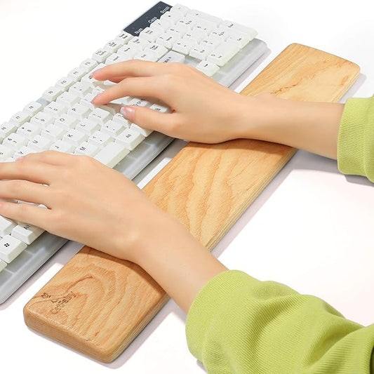 Wooden Keyboard Wrist Rest, Keyboard Wooden Palm Rest, Keyboard Wrist Rest Pad, Solid Wood Mouse Pad Wrist Guard, Ash Wood Wrist Rest, Wrist Pad for Keyboard, (Fraxinus Excelsior,17.3in)