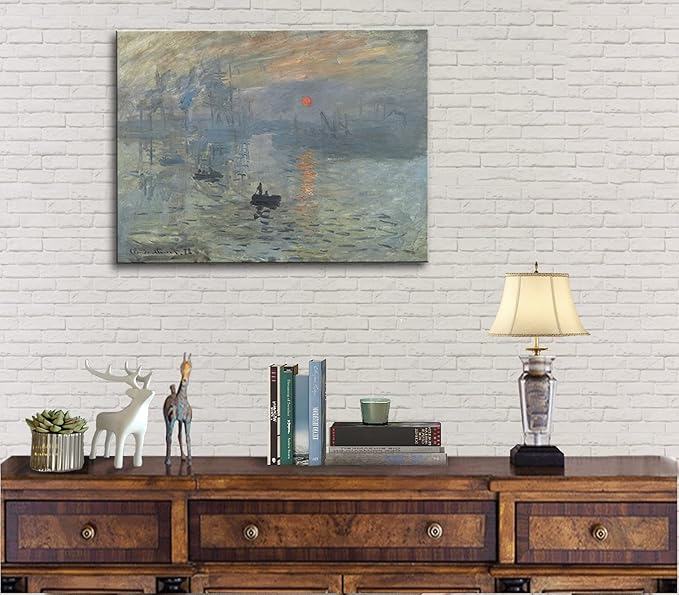 msspart Impression Sunrise, Claude Monet Oil Painting Reproduction Seascape Artwork, Giclee Canvas Prints Wall Art for Home Decor