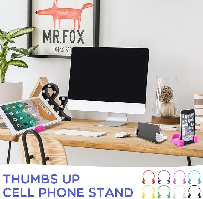 Yaomiao 8 Pcs Thumbs up Cell Phone Stands Universal Cell Phone Holder Flexible Mobile Phones Stand Adjustable Smartphone Stand Holder for Desk Offices Bedrooms Airplanes Travel(Multi Color)