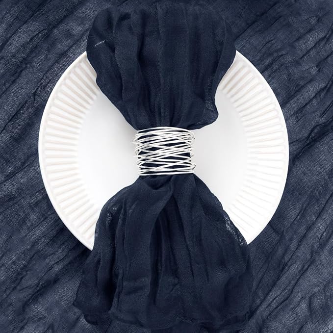 20 Pack Navy Blue Cheesecloth Napkins Spring Cloth Napkins Set of 20 Navy Dinner Napkins Bulk 21x21 Inches for Wedding Bridal Shower Baby Shower Valentine's Day