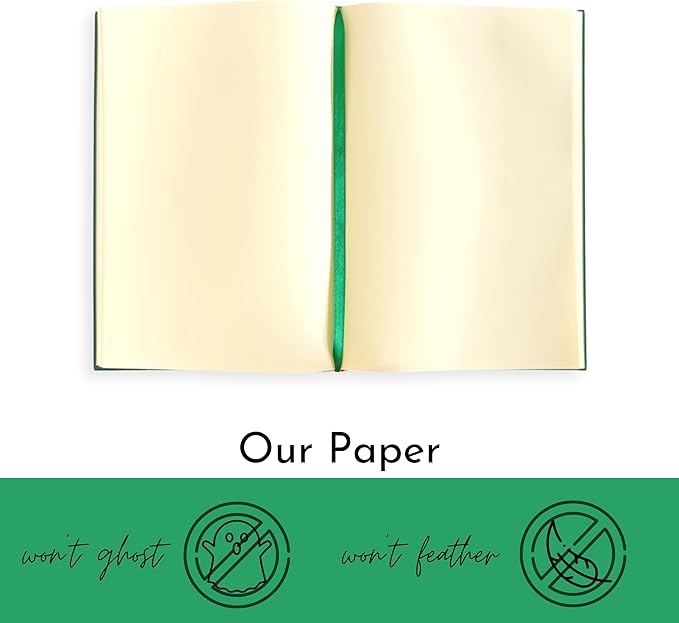 Portage Blank Hardcover Aesthetic Notebook Writing Journal – Bleed-Proof Paper Notepad for Journaling, High GSM, A5 Notebook, Cream Pages - Hunter Green, 6 x 8.5 Inches, 224 Pages