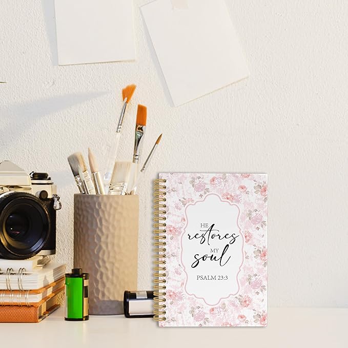 Pugwak Christian Journal Notebook - Watercolor Bible Verse Religious Scripture Notebooks College Ruled for Work School, Gifts for Women, Office Supplies, Hardcover Spiral Notebook 5.5"x8.3"