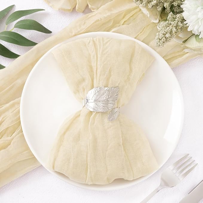 12 Pack Beige Cheesecloth Napkins Spring Cloth Napkins Set of 12 Cream Dinner Napkins Bulk 21x21 Inches for Wedding Bridal Shower Baby Shower Valentine's Day