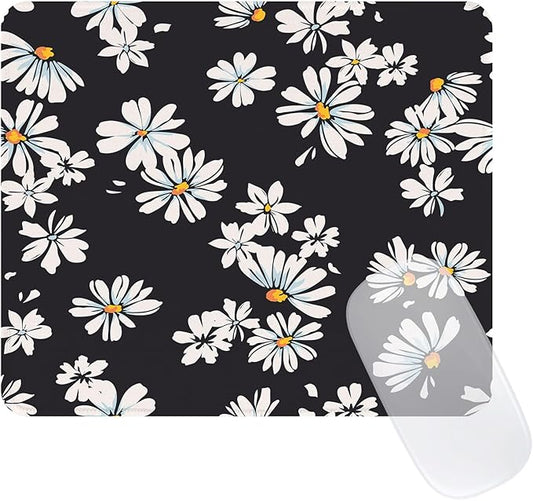 Elegant Bouquet of Flowers Mouse Pad, Waterproof Aesthetics Mouse Pads Design, Non-Slip Rubber Base Computer Simple Funny Mousepad,Small Mouse Mat Desk Accessories,Black White Floral