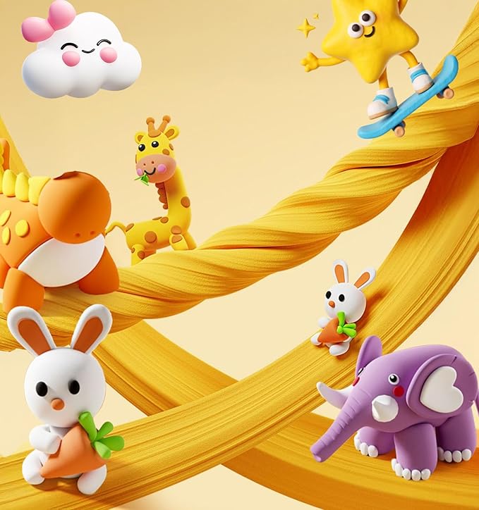 Air Dry Clay for Kids, 60 Colors Air Dry Modeling Clay, Molding Clay for Sculpting,Non-Sticky Soft, Sculpting Tools Guide, Arts Crafts for Kids Ages 8-12