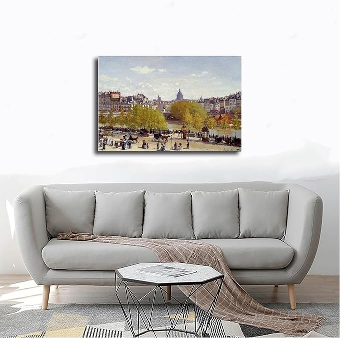 CFIOZYOS 40+ Monet Famous Print Posters Wharf of Louvre, Paris by Claude Monet Impressionism Canvas Poster Wall Art Print Bedroom Decor Office Room Kitchen Decor Gift Frame 24×36inch(60×90cm)