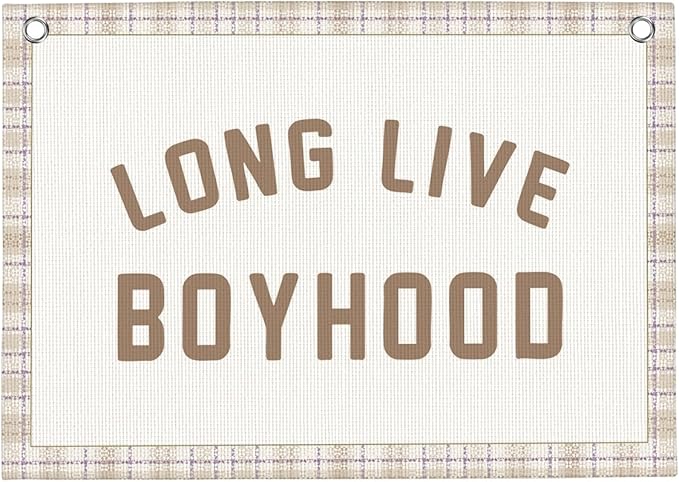 Retro Long Live Boyhood Boys Room Playroom Wall Decor Vintage Sports Decor for Nursery Playroom Kids Bedroom Dorm Toddler Decorations 22x28 Inch