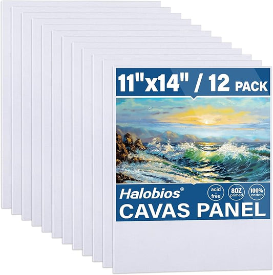 12-Pack 11x14 inch Canvas Boards for Painting, Canvas Panels for Kid & Adults 100% Cotton Gesso Primed Art Painting Supplies for Acrylic, Oil, Tempera & Watercolor