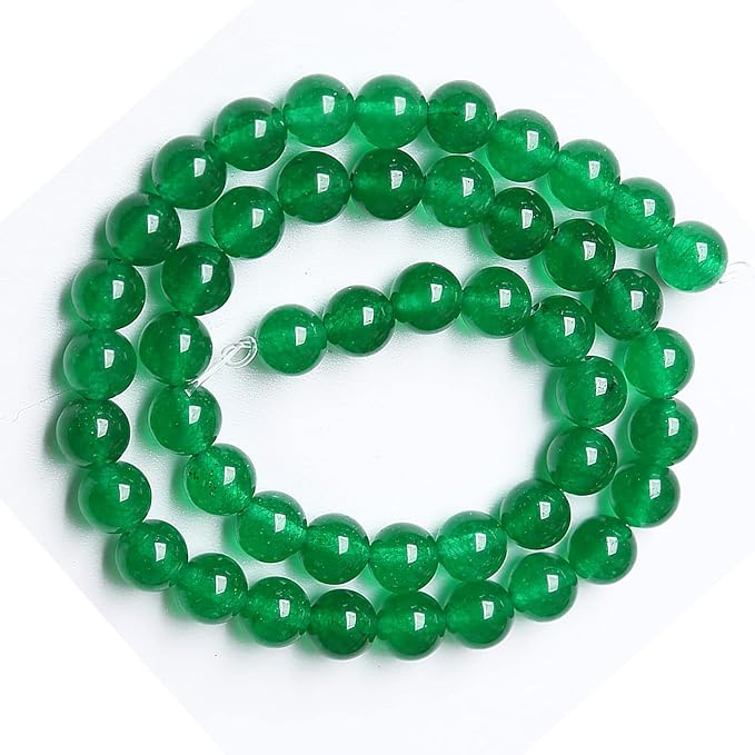 6mm 60pcs Natural Chinese Green Jade Beads Chalcedony Round Loose Gemstone Crystal Energy Healing Power Stone Beads for Jewelry Making DIY Bracelet (6mm, Chinese Green Jade)