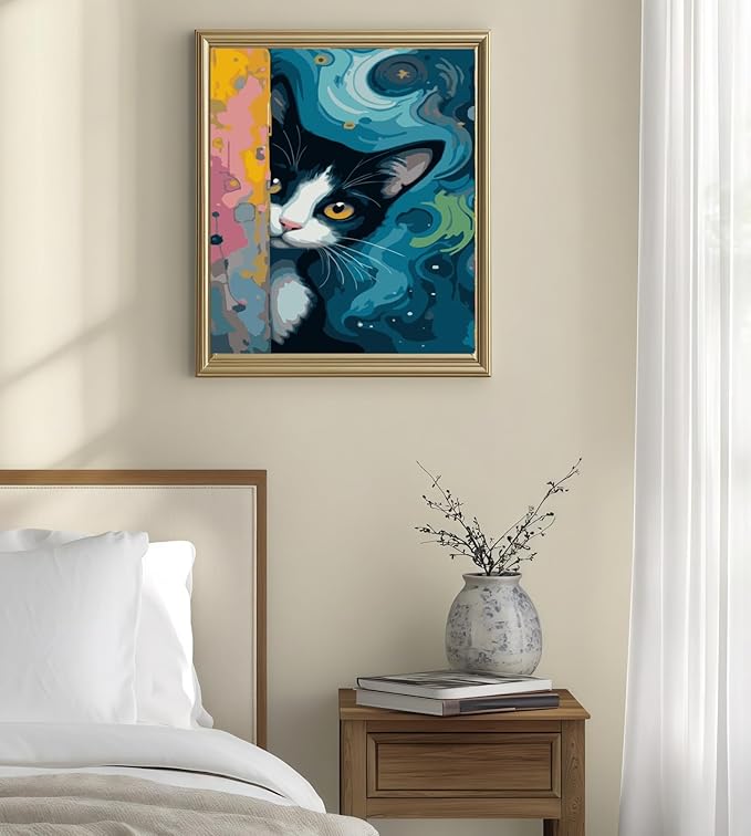 BYGFHLYW Cat Paint by Numbers Kit for Adults, Cat Adult Paint by Number Kits On Canvas, DIY Acrylic Oil Number Painting Kits for Beginners, Color by Numbers for Home Wall Decor 12x16Inch