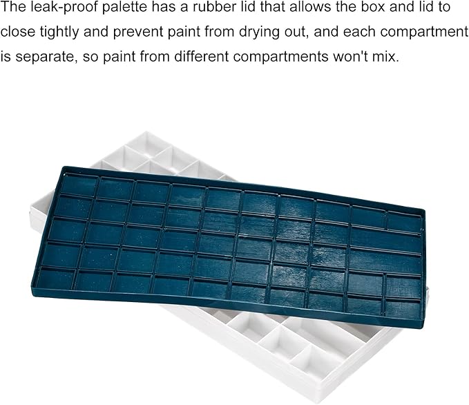 PATIKIL 48 Compartments Paint Palette, 2 Pack Plastic Painting Tray Deep Saver Box Detachable with Soft Cover Art Supplies Storage Organizer for Watercolor Gouache Oil Paint Art
