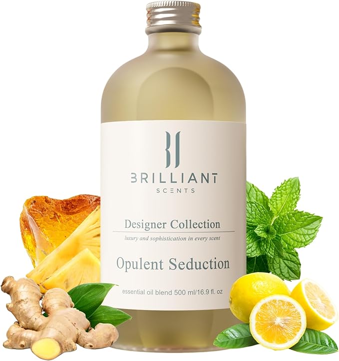 Brilliant Scents Opulent Seduction Fragrance Oil 120ml - Premium Diffuser Oil for Home, Office, Hotels - Long Lasting, Plant-Based, Meets IFRA Standards, USA-Made - Pineapple, Ginger, Oakmoss