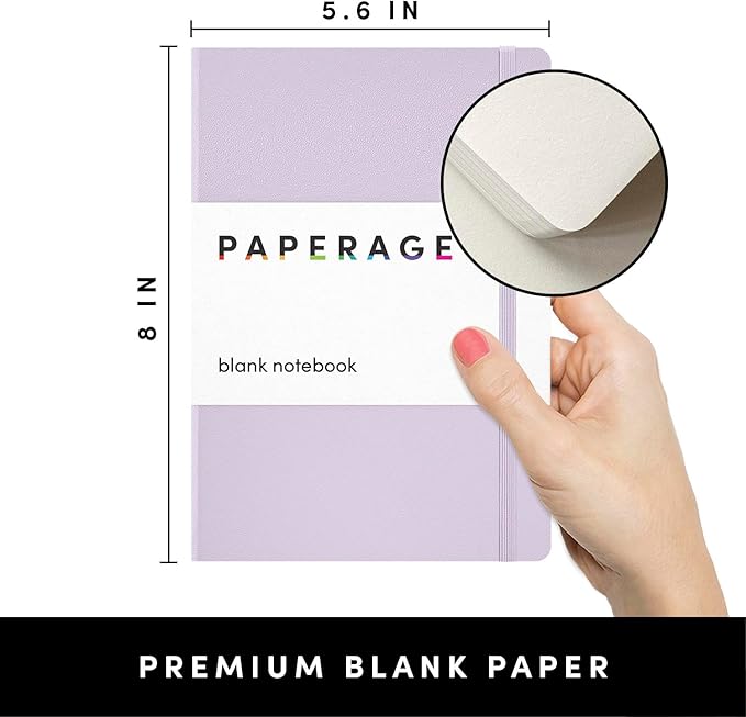 PAPERAGE Junk Journal & Scrapbook Kit, Hardcover Blank Journal Notebook, 20 Patterned Papers, 8 Sticker Sheets, 20 Die-Cut Shapes, 2 Washi Tapes & Tape Roller, Creative Journaling Supplies - Lavender