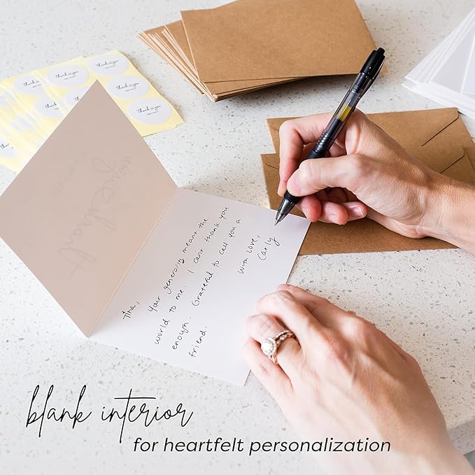 Durabasics 120 Thank You Cards with Envelopes to Express Gratitude – Wedding Thank You Cards with Envelopes & Stickers - For Any Occasion - Bridal Shower, Engagement, Graduation & More, 4" x 6"