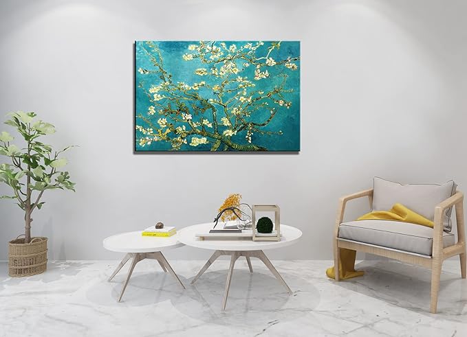 msspart Almond Blossom Tree by Vincent Van Gogh Oil Paintings Reproduction, Giclee Canvas Prints Wall Art for Bedroom Bathroom Home Decorations 24"x36"