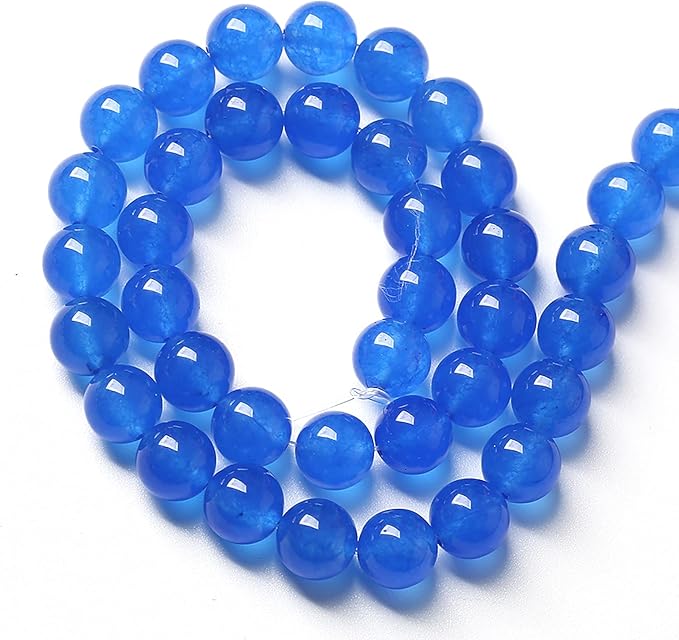 60pcs 6mm Natural Blue Jades Chalcedony Stone Beads Round Loose Spacer Beads for Jewelry Making DIY Bracelets Crystal Energy Healing Power Stone (6mm, Blue Chalcedony)