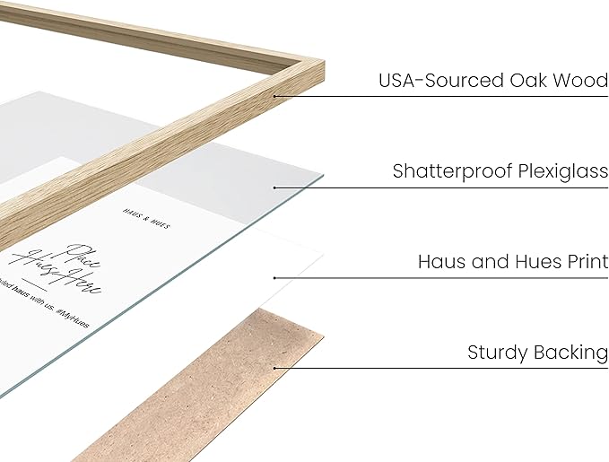 HAUS AND HUES Beige Oak Wood 4x6 Picture Frame - Modern Wood Wall Art Display - Lightweight 4x6 Frame for Art Prints, Photos, Posters - Ready-to-Hang Vertically & Horizontally (Set of 3)
