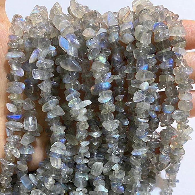 Gemstone Chips Natural Labradorite3-5mm Healing Crystals Waist Bracelets Necklace Kit Irregular Stone DIY Crafts Design Jewelry Making Approxi 32 inch