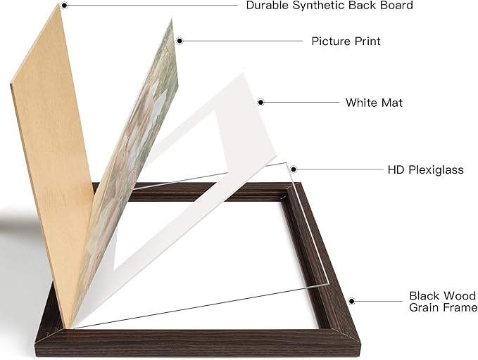 4x6 Picture Frame with Mat for 3.5x5, Distressed Black Wood Grain Gallery Wall Picture Frames for Tabletop or Wall Mounting(4 Pack, Black)