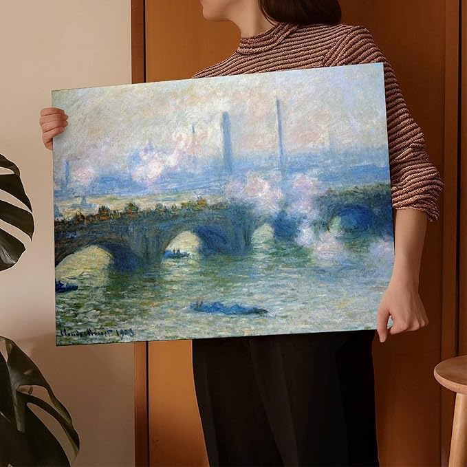 CFIOZYOS 40+ Monet Famous Print Posters Waterloo Bridge, London by Claude Monet Impressionism Art Wall Decoration Poster Family Bar Restaurant Garage Cafe Art Print Gift Frame 16×24inch(40×60cm)