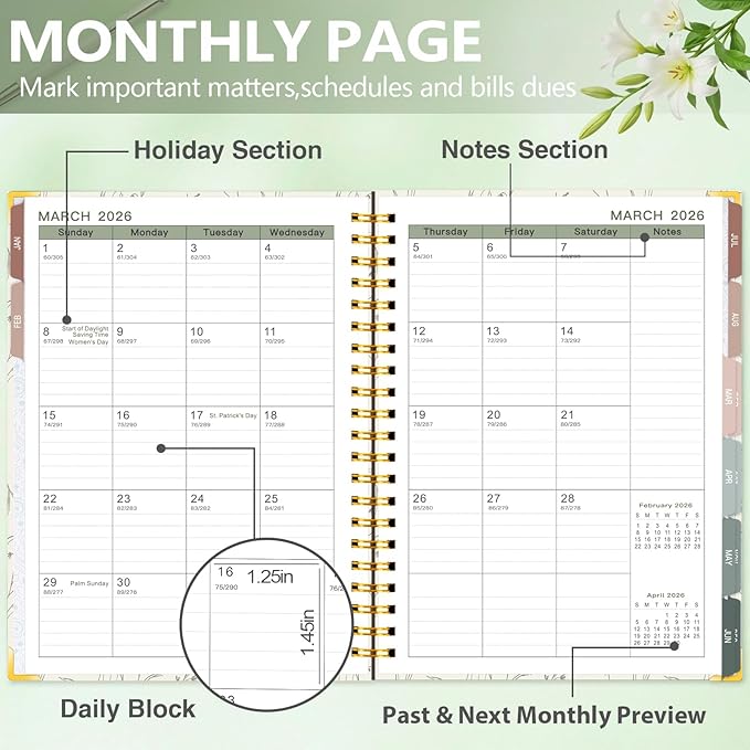 GuassLee Large 2026 Planner, Weekly and Monthly Planner from January 2026-December 2026, 8.5"x 11" Aesthetic Beige Agenda Book with Back Pocket, Stickers, Coated Tabs, A4 Size