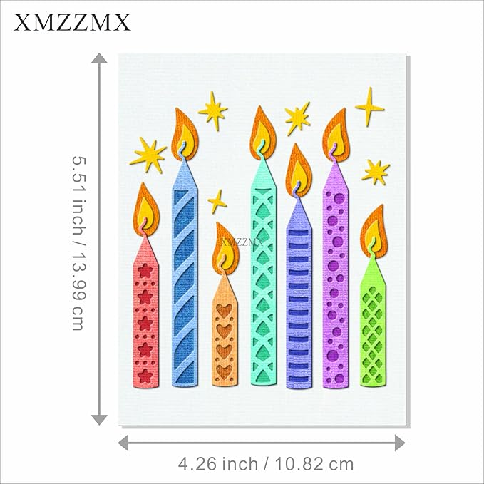 Birthday Party Candle Festival Metal Cutting Dies for Card Making, Paper Embossing Die Cuts Kit Templates, Storage Pockets Supplies, Photo Frame Album DIY Scrapbooking Stencils Sets