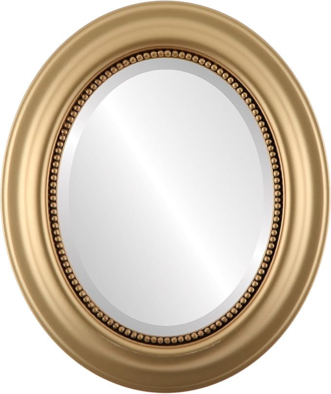 OVALCREST Oval Beveled Wall Mirror for Home Decor - Heritage Style - Gold Spray - 25x29 Outside Dimensions
