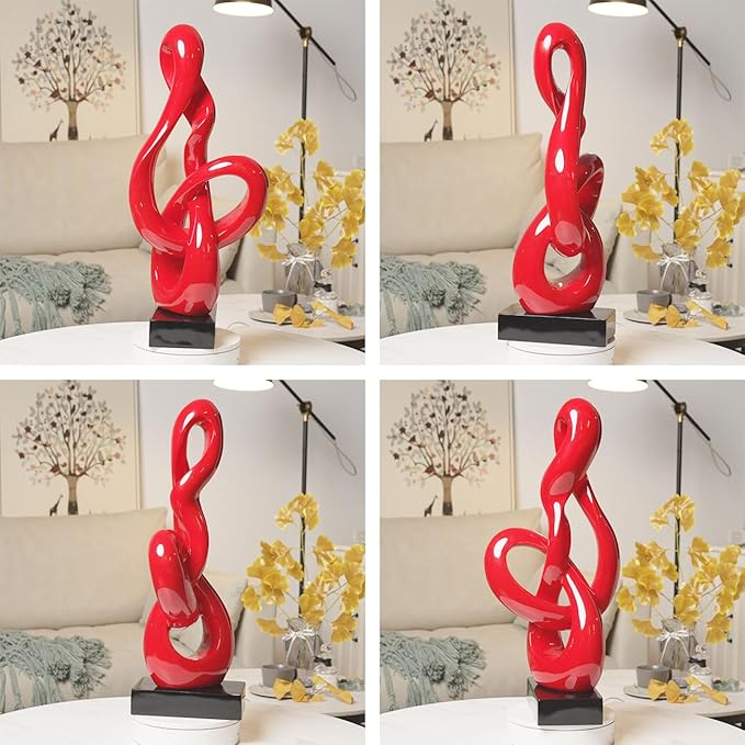 NENBOLEC Sculpture Music Note Decor Modern Statue Gifts Treble Clef Figurine Polyresin Arts Red 23 inch
