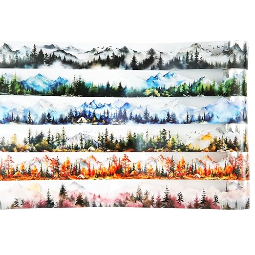 Mountain PET Tapes Set, 6 Rolls of Nature Ephemera for Junk Journaling, Scrapbooking, Crafting, DIY Projects, Diaries, and Art Supplies