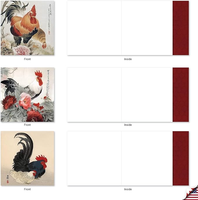 The Best Card Company - 10 Bird Note Cards Blank (4 x 5.12 Inch) - All Occasion Cards with Envelopes, Boxed Set - General Tso’s Chicken MQ4940OCB-B1x10