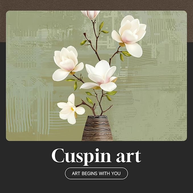Framed Bathroom Floral Picture Wall Decor, Rustic Botanical Canvas Painting Print for Farmhouse Bathroom, Neutral Elegant Magnolia Green and White Flower Artwork for Bedroom Kitchen Home Decor, 12x16