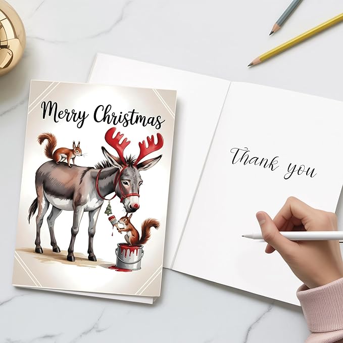 (5.3x8in) Happy New Year Card with Envelope, Elegant Pink Ribbon Bow Design, Minimalist Greeting for Friends, Family, Coworkers, New Year Wishes Stationery for Women Classy Holiday Card (Xmas 37)