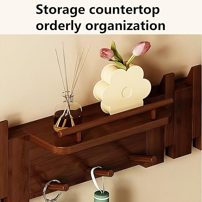 Wall Mounted Coat RackHooks Piano Key Hangers Natural Solid Wood Hanger Non-Woven Fabric Clothes Hangers for Closet, Kitchen, Bedroom, Bathroom, Entryway (Innovate-Walnut, 12 Hooks)