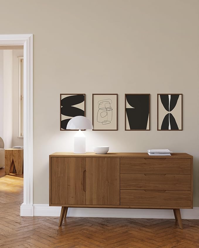 HAUS AND HUES 12x18 Walnut Oak Frame Set of 4 - Wooden Poster Holders, Rustic Gallery Wall Display