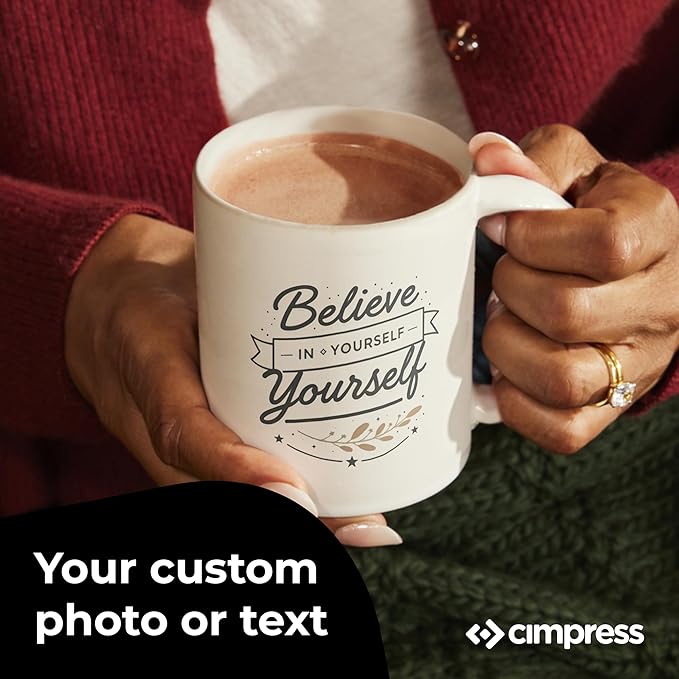 Personalized Mug, Custom Ceramic Mug with Photo and Text, 11oz, Pack of 1, Glossy Coffee Cup, Perfect for Christmas, Secret Santa or as Holiday Gift for Family or Friends, White/Solid Black