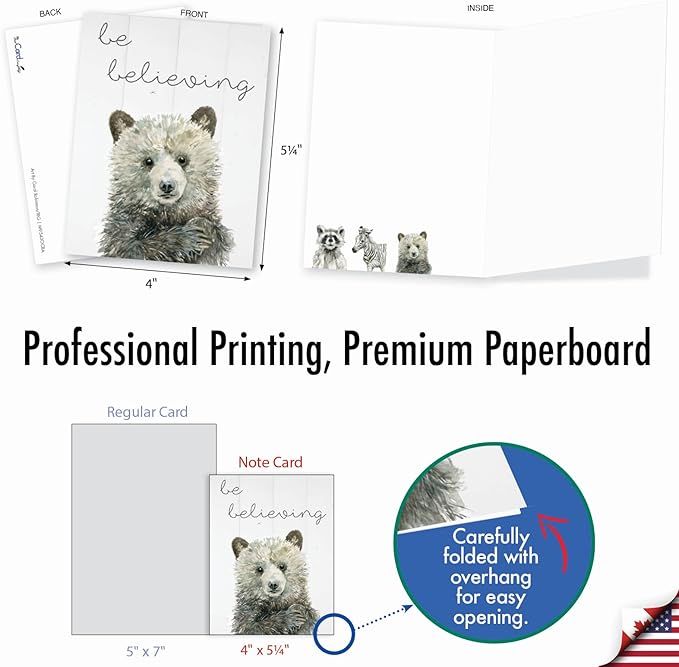 The Best Card Company - 20 Bulk Animal Note Cards Blank (4 x 5.12 Inch) - Fun Assorted Notecards with Envelopes (10 Designs, 2 Each) - Be Wild AM9543OCB-B2x10