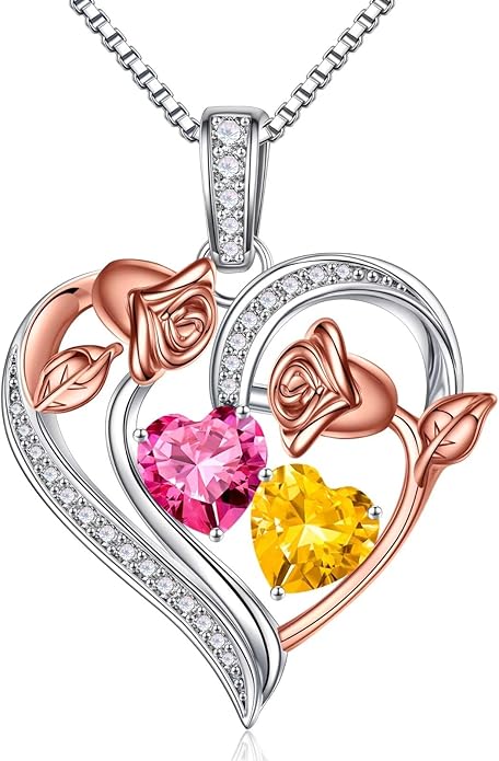 Iefil Christmas Gifts for Women Wife - 925 Sterling Silver Rose Heart Necklace, Stocking Stuffers for Women, Anniversary Birthday Gifts for Wife Girlfriend Mom