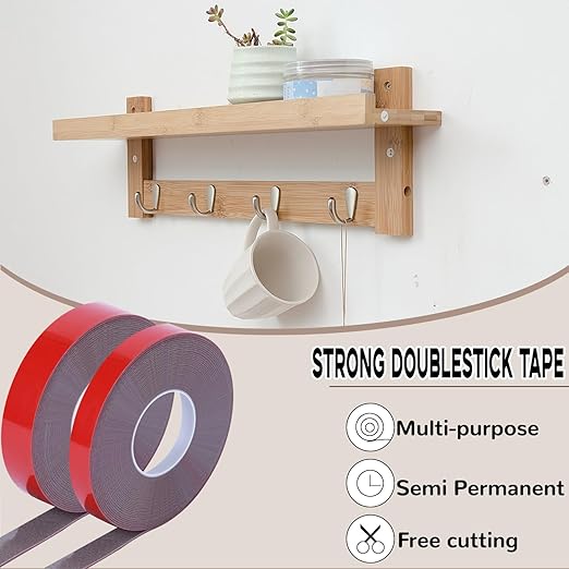 Acrylic Double Sided Tape Heavy Duty Mounting Tape 0.4"/0.79“ x 33 FT Resistente Clear Super Stick Tape with Acrylic High Tack Strong Adhesive for Outdoor Indoor